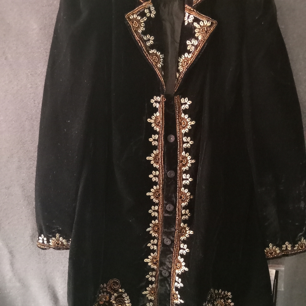 Peter Nygard Long Black Embroidery Jacket